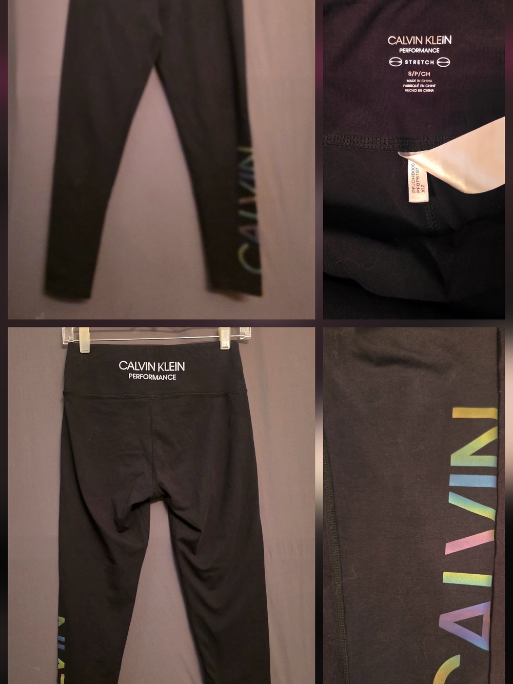 Calvin Klein Performance Black Leggings With Rainbow Logo